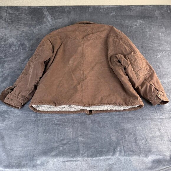 Wrangler Men's 3XL Sherpa Lined Canvas Jacket Barn Coat Brown Chore Utility - Picture 10 of 10